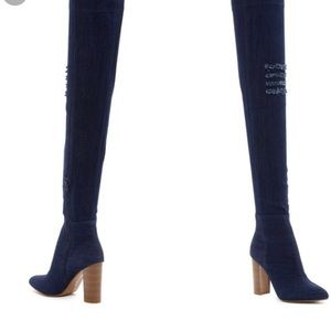 Report denim ripped over the knee boots